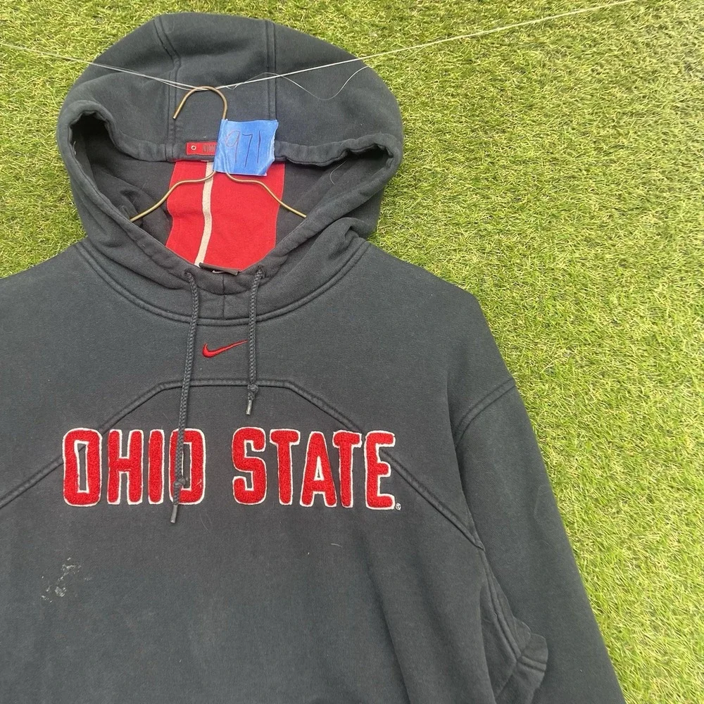 Ohio State Buckeyes Nike Hoodie Mens Small Black Sportswear OSU Zip Pocket RARE